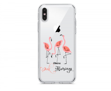 Apple iphone x xs xsmax transparant siliconen hoesje pink flamingo
