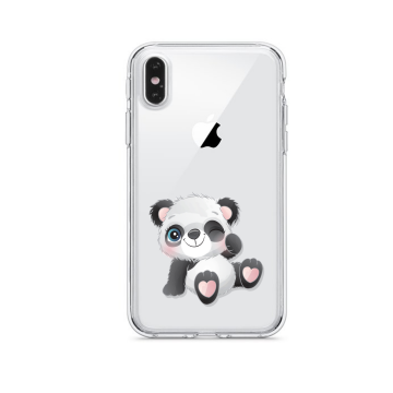 Apple iphone x xs xsmax transparant siliconen hoesje schattig pandatje knipoog