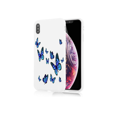 Apple iphone x xs xsmax wit siliconen hoesje blauwe vlinders