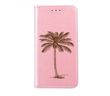 Apple iphone xr bookcase hoesje roze goud palmboom