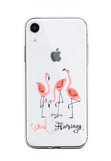 Apple iphone xr siliconen case hoesje pinkflamingo