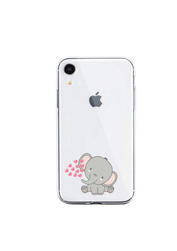 Apple iphone xr siliconen hoesje transparant olifantje hartjes