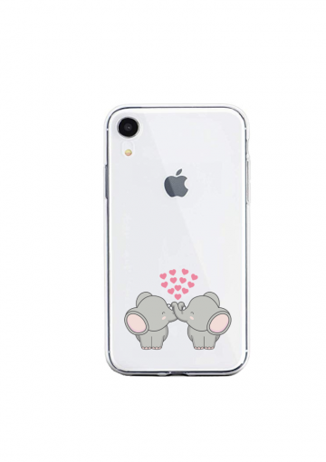 Apple iphone xr siliconen hoesje transparant olifantjes hartjes