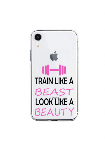 Apple iphone xr siliconen hoesje transparant train like a beast