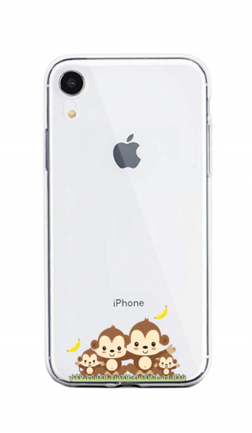 Apple iphone xr siliconen hoesje transparant vrolijke aapjes