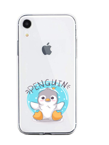 Apple iphone xr transparant siliconen hoesje pinguin