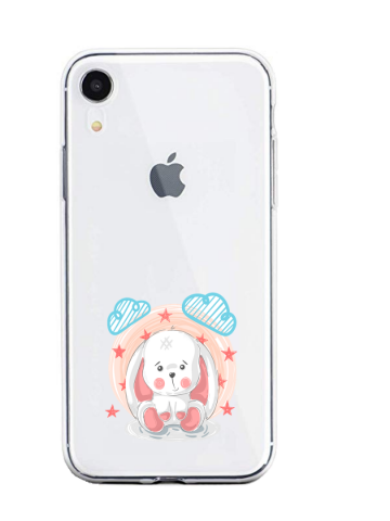 Apple iphone xr transparant siliconen hoesje schattig klein konijntje