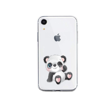 Apple iphone xr transparant siliconen hoesje schattig pandatje knipoog