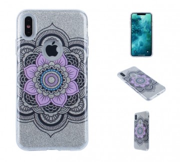 Apple iphone xs max hoesje siliconen glitter backcover telefoonhoesje mandala
