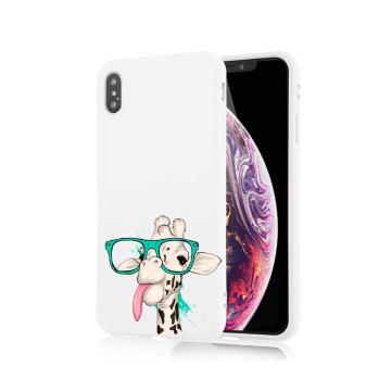 Apple iphone xsmax siliconen cover hoesje wit geinige giraf