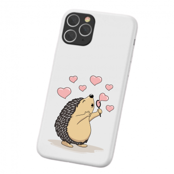 Apple iphone11 pro promax wit siliconen hoesje egeltje hartjes blazen