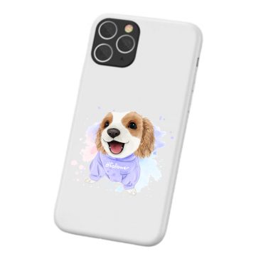 Apple iphone11 pro promax wit siliconen hoesje hondje follower