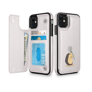 Apple iphone11 wit backcover hoesje pinpasvakjes egeltje