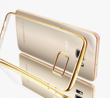 Backcover hoesje transparant met gouden rand voor de samsung galaxy s7 edge 1