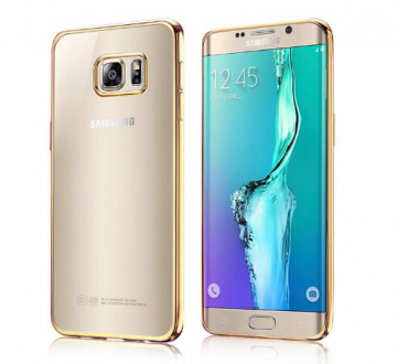 Backcover hoesje transparant met gouden rand voor de samsung galaxy s7 edge