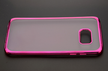 Backcover hoesje paars transparant met roze rand voor de samsung galaxy s7