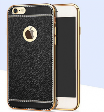 Apple Iphone 6 / 6S hoesjes cover hoesje flexibel goud/zwart