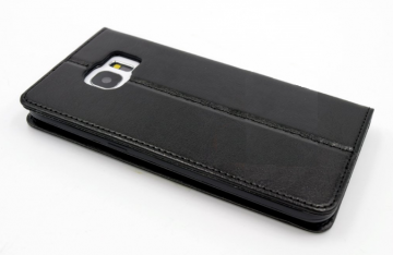 Handig kunst lederen bookcase hoesje voor de samsung galaxy s7 edge zwart 1