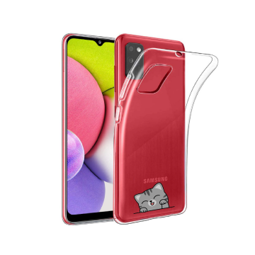Samsung galaxy a03s siliconen cover hoesje transparant poesje