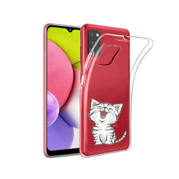 Samsung galaxy a03s siliconen cover hoesje transparant schattig katje