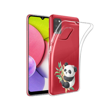 Samsung galaxy a03s siliconen cover hoesje transparant schattig panda