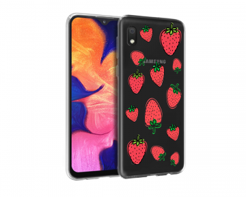 Samsung galaxy a10 siliconen hoesje transparant aardbeien
