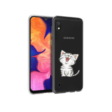 Samsung galaxy a10 siliconen hoesje transparant schattig katje