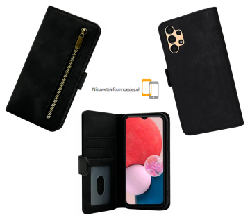 Samsung galaxy a13 5g bookcase hoesje showmodel zwart zipper nieuwetelefoonhoesjes