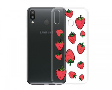 Samsung galaxy a20 a30 a20e siliconen hoesje transparant aardbeien
