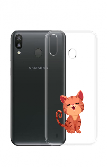 Samsung galaxy a20 a30 siliconen cover hoesje transparant lief katje