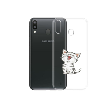 Samsung galaxy a20 a30 siliconen hoesje transparant schattig katje