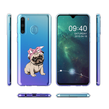 Samsung galaxy a21 transparant siliconen hoesje schattig hondje1