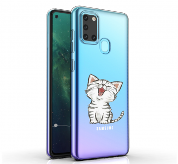 Samsung galaxy a21s transparant siliconen hoesje schattig katje