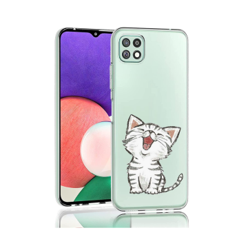 Samsung galaxy a22 5g siliconen cover hoesje transparant schattig katje
