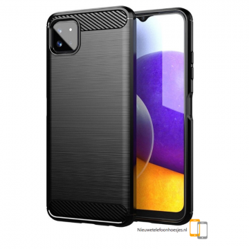Samsung galaxy a22 5g siliconen hoesje casual carbon look design zwart