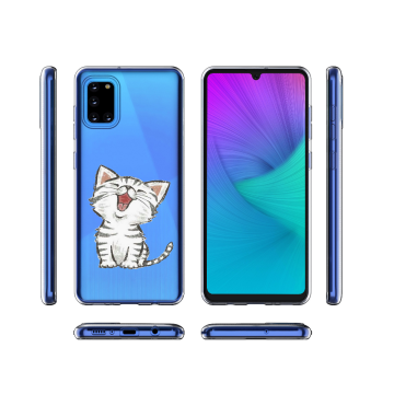 Samsung galaxy a31 siliconen cover hoesje transparant schattig katje
