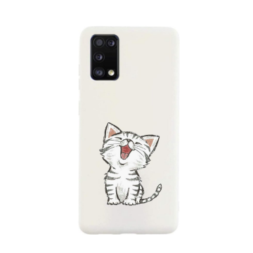 Samsung galaxy a31 siliconen cover hoesje wit schattig katje