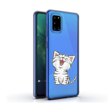 Samsung galaxy a31 siliconen hoesje transparant schattig katje