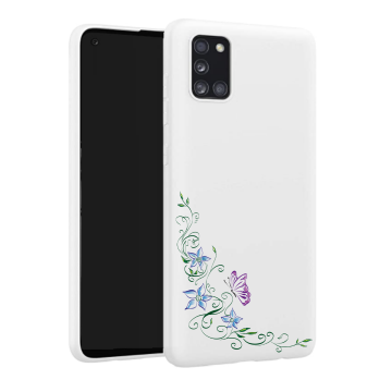 Samsung galaxy a31 wit siliconen hoesje bloemen