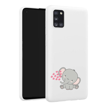 Samsung galaxy a31 wit siliconen hoesje olifantje hartjes