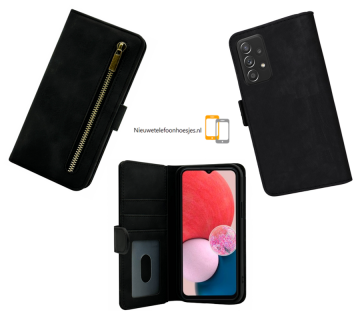 Samsung galaxy a33 5g bookcase hoesje showmodel zwart zipper nieuwetelefoonhoesjes