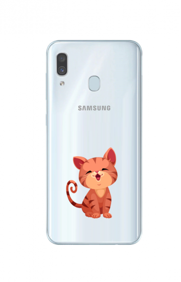 Samsung galaxy a40 siliconen cover hoesje transparant lief katje