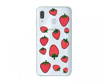 Samsung galaxy a40 siliconen hoesje transparant aardbeien