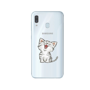 Samsung galaxy a40 siliconen hoesje transparant schattig katje