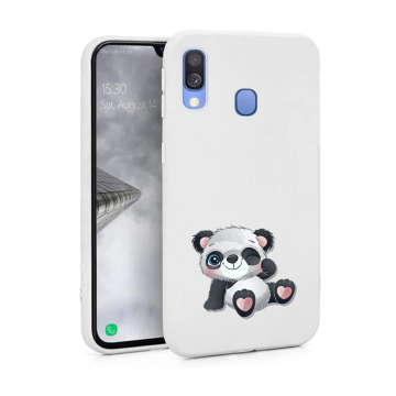 Samsung galaxy a40 wit siliconen hoesje pandabeertje knipoog