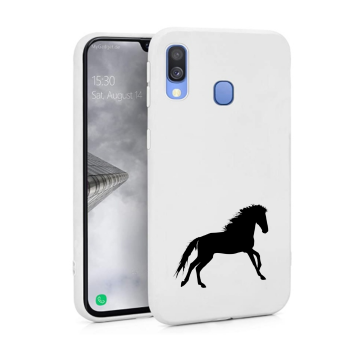 Samsung galaxy a40 wit siliconen hoesje zwart paard