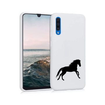 Samsung galaxy a50 wit siliconen hoesje zwart paard