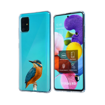 Samsung galaxy a51 transparant siliconen cover hoesje ijsvogeltje