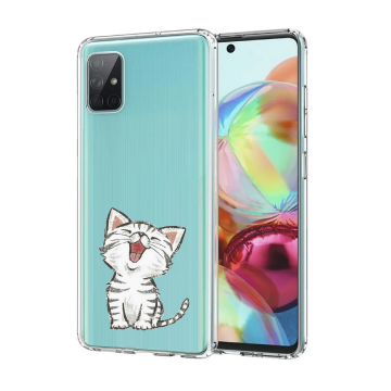 Samsung galaxy a71 siliconen hoesje transparant schattig katje 0