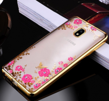 Samsung galaxy j3 2018 siliconen cover hoesjes goud bloemen vlinders